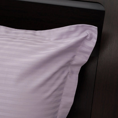 Lenjerie de pat 2 persoane Mov din Bumbac 100% satinat dens cu dungi, personalizabilă – LILAC STRIPES