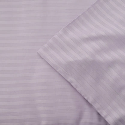 Lenjerie de pat 2 persoane Mov din Bumbac 100% satinat dens cu dungi, personalizabilă – LILAC STRIPES