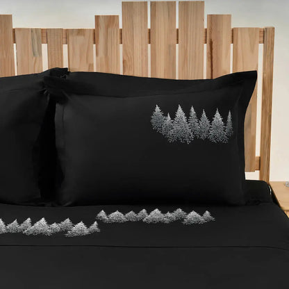 Fețe de pernă și cearceaf Dark Forest din bumbac natural – model inspirat din natură