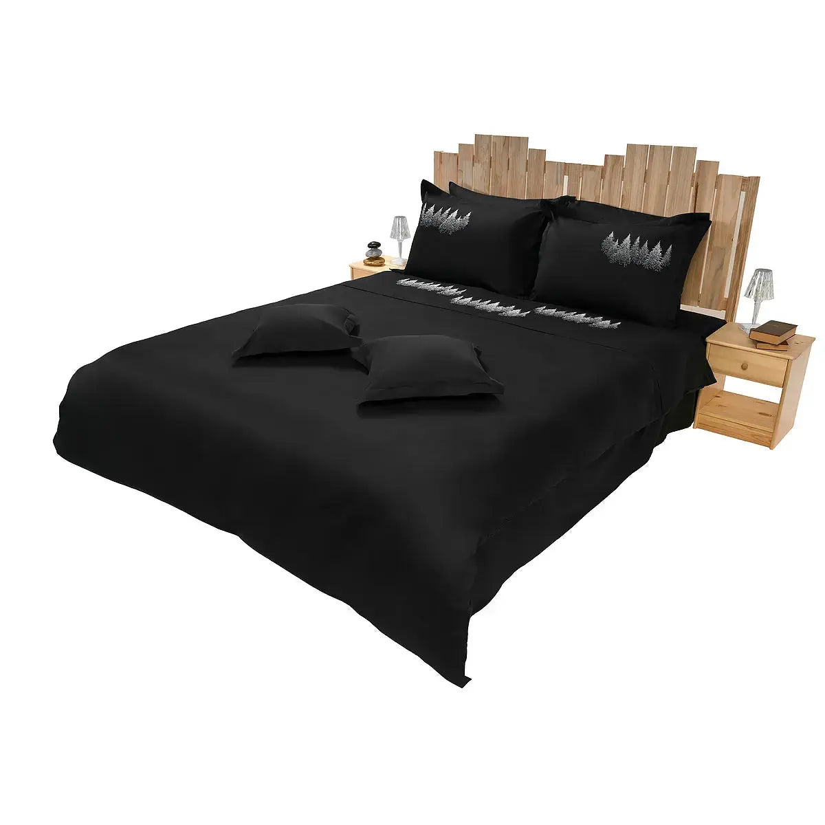 Lenjerie de pat Dark Forest din bumbac 100% natural, durabilă și ușor de întreținut