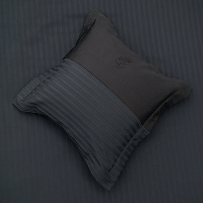 Lenjerie de pat 2 persoane Negru din Bumbac 100% satinat dens cu dungi, personalizabilă – BLACK STRIPES