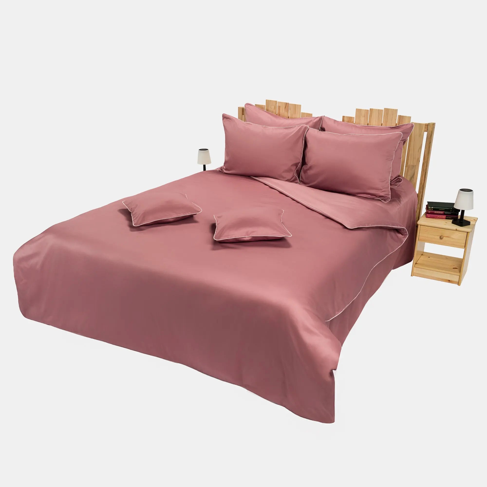 Lenjerie de pat 2 persoane Roz din Bumbac 100% satinat dens, cu margine roz, personalizabilă – ELEGANT PINK