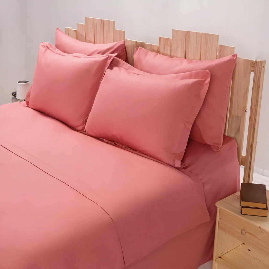 Lenjerie de pat 2 persoane Roz din Bumbac 100% satinat dens, simplă, personalizabilă – SIMPLE PINK