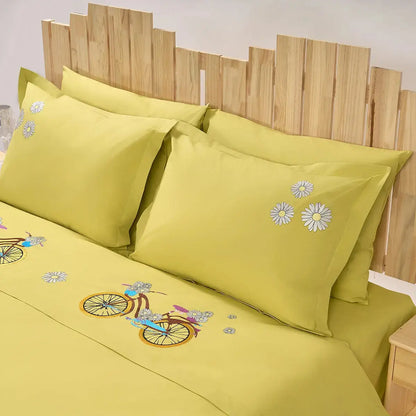 Lenjerie de pat Daisies din bumbac 100% natural cu imprimeu floral de margarete – Casa Crystal