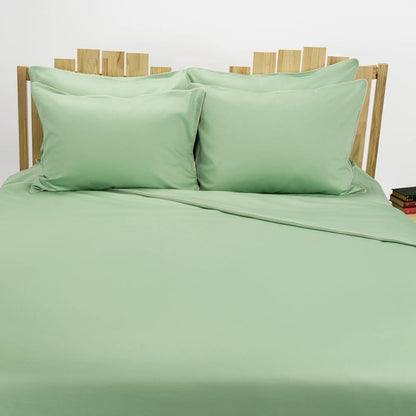 Lenjerie de pat 2 persoane Verde din bumbac satinat dens simplă, personalizabilă – ELEGANT MINT CASA CRYSTAL CasaCrystal