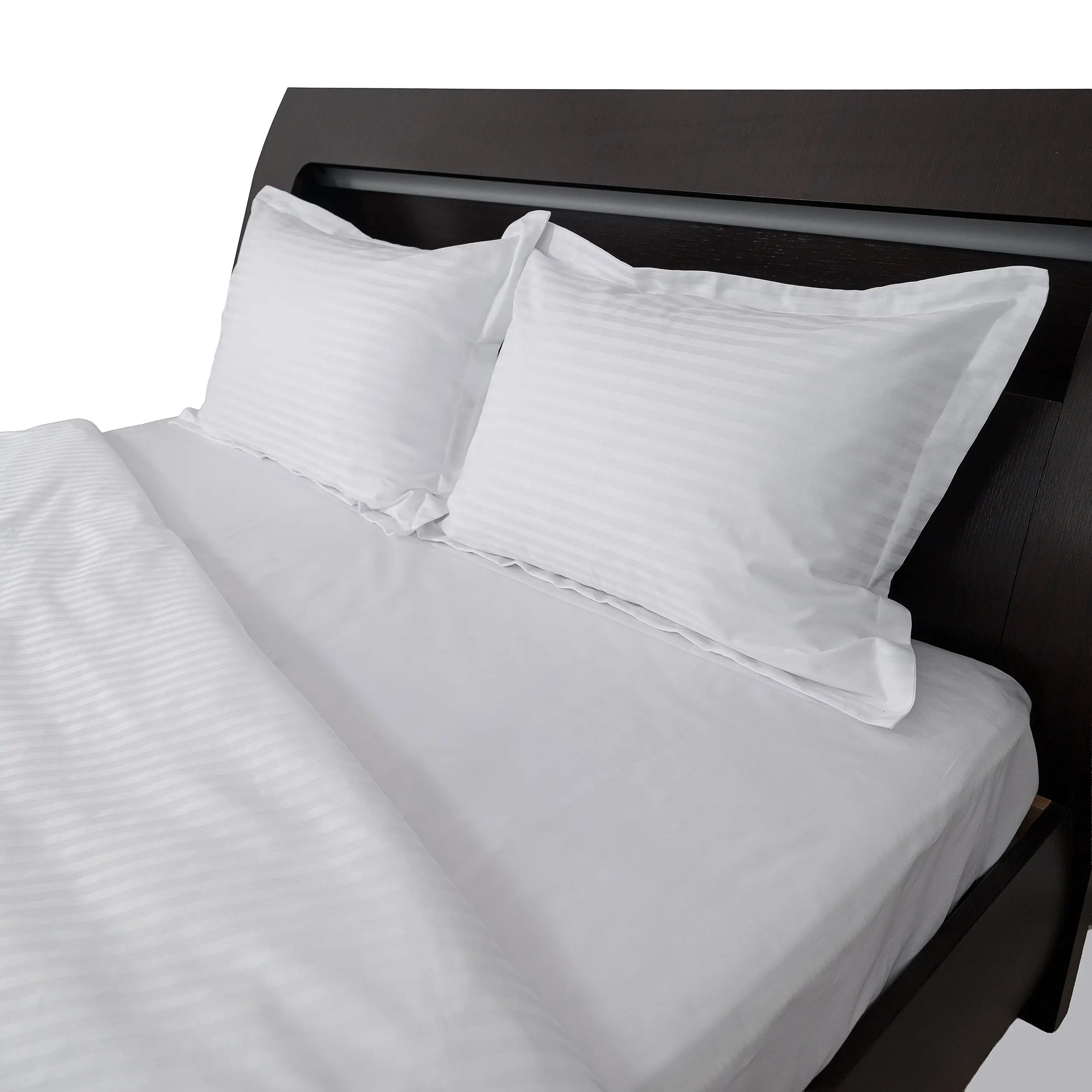 Lenjerie de pat 2 persoane Albă din Bumbac 100% satinat dens cu dungi, personalizabilă – WHITE STRIPES