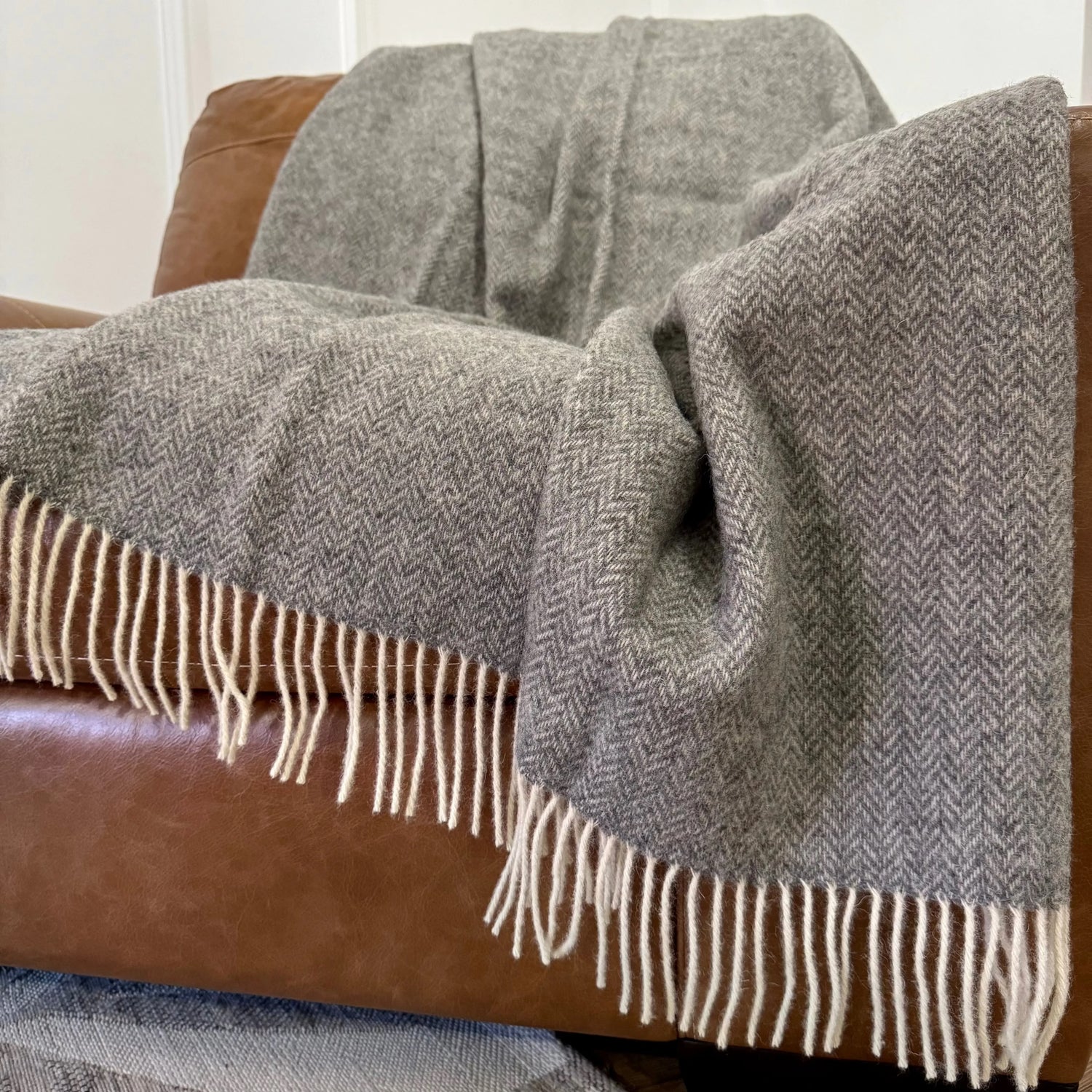 Pătură ZELANDIA din lână 100% cu model herringbone