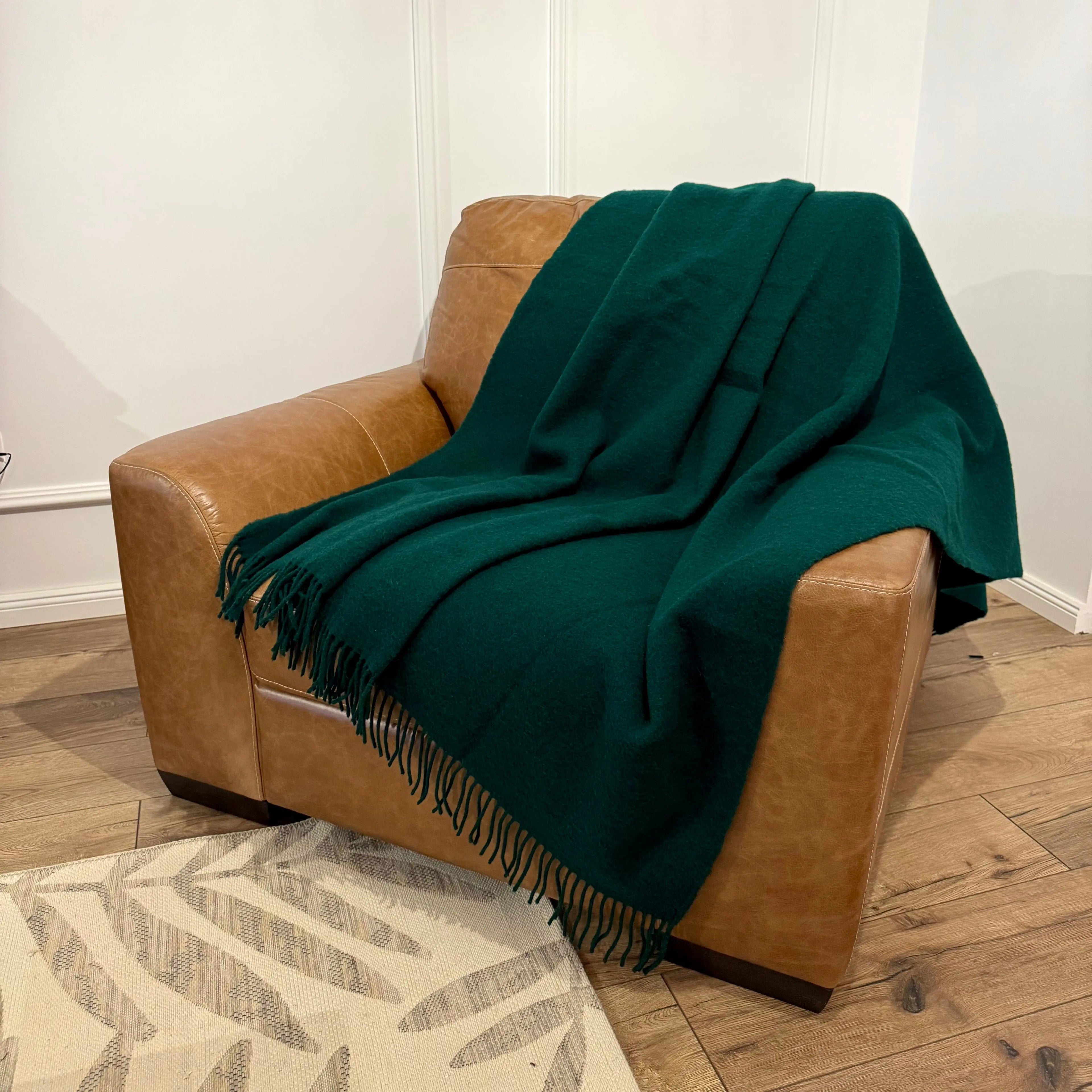 Pătură Din 100% Lână Noua Zeelandă Verde 140x200cm | Model ZELANDIA XMAS Green CASA CRYSTAL CasaCrystal