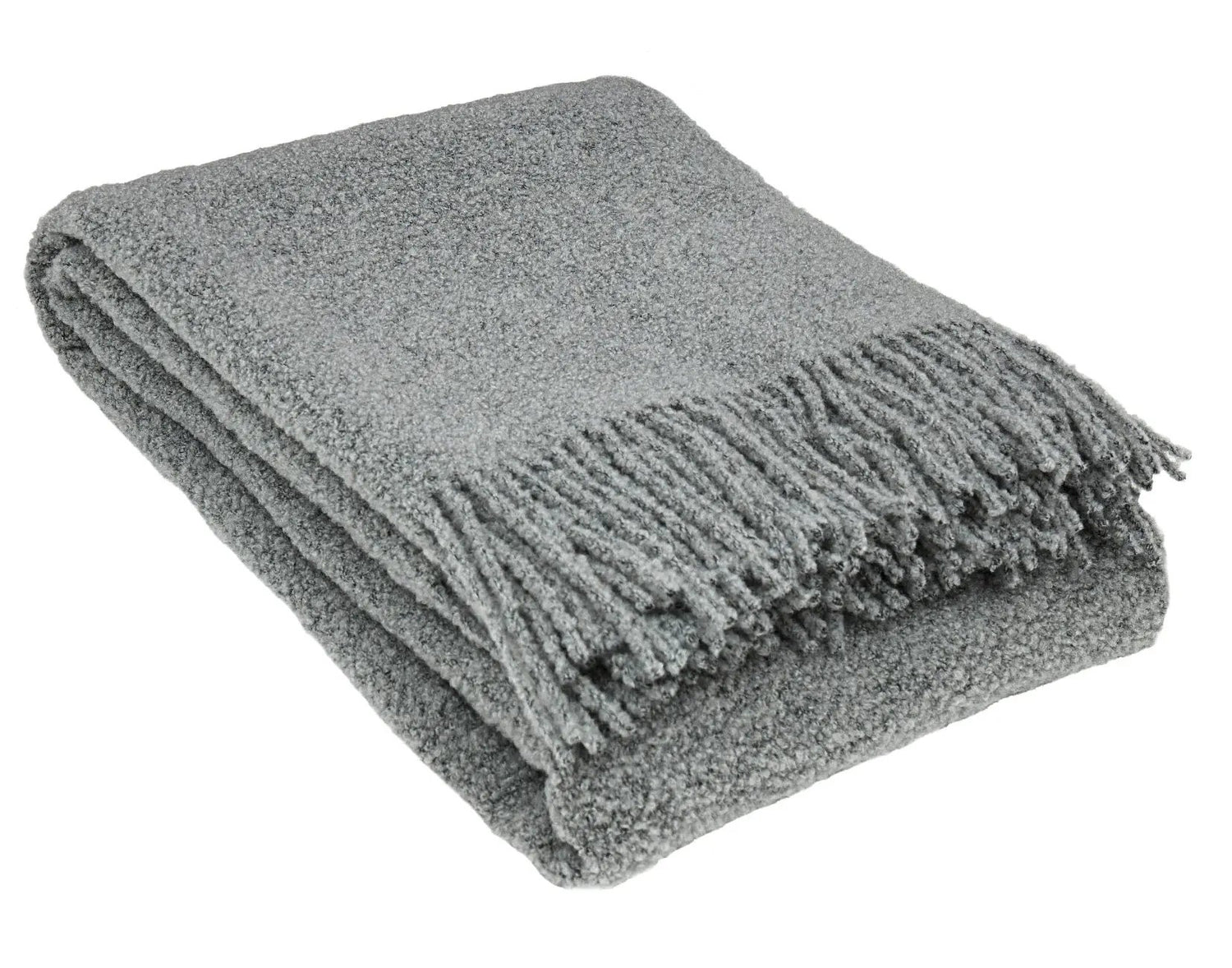 Pătură gri 140x200 cm cu franjuri, stil natural și confortabil