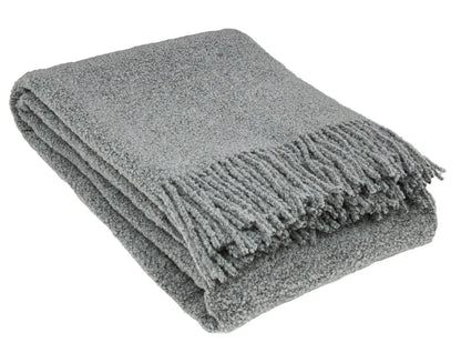 Pătură gri 140x200 cm cu franjuri, stil natural și confortabil