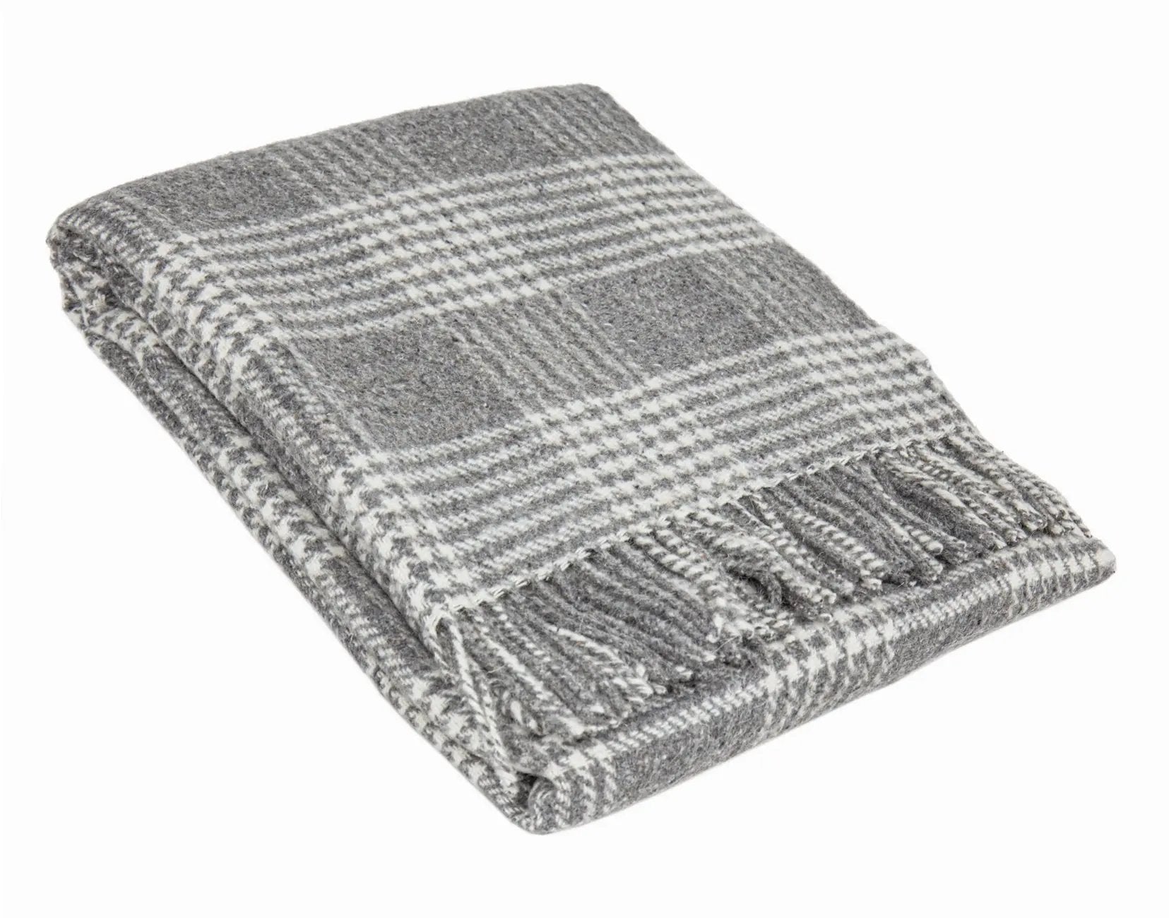 Pătură Din Lână Gri 50% 140x200cm | Model KORSIKA Grey Carouri CASA CRYSTAL CasaCrystal