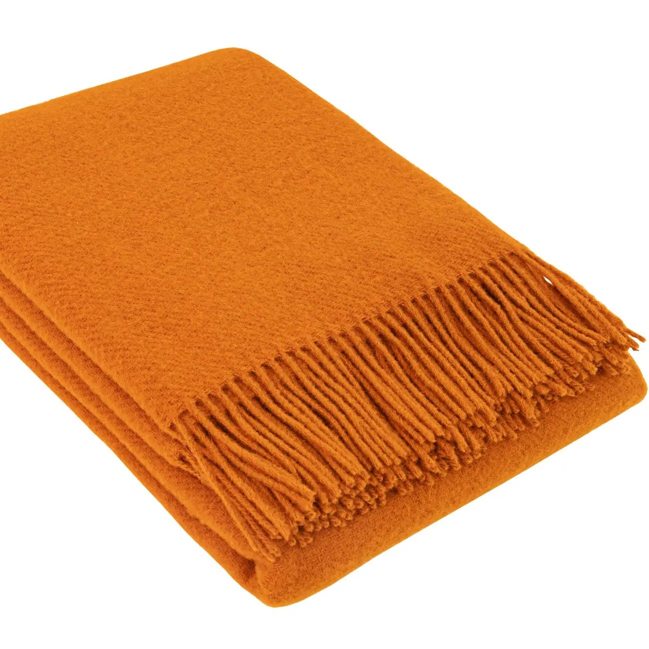 Pătură din lână muștar Zelandia pe fotoliu din piele, ideală pentru serile de toamnă și iarnă