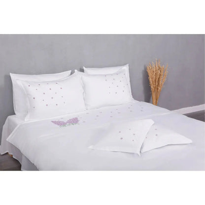 Lenjerie de pat Liliac din bumbac 100% natural, durabilă și ușor de întreținut